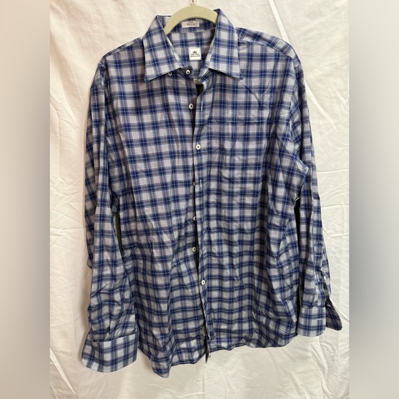 Peter Millar Other - Peter Millar Blue Plaid Button Down Shirt Size L 100% Cotton